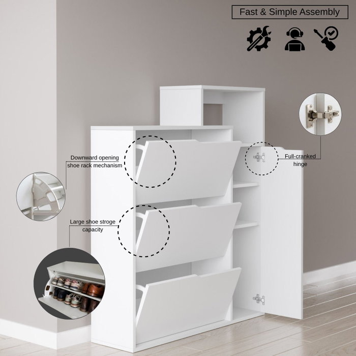 Hanah Home Ico3-W Armario para Zapatos Blanco